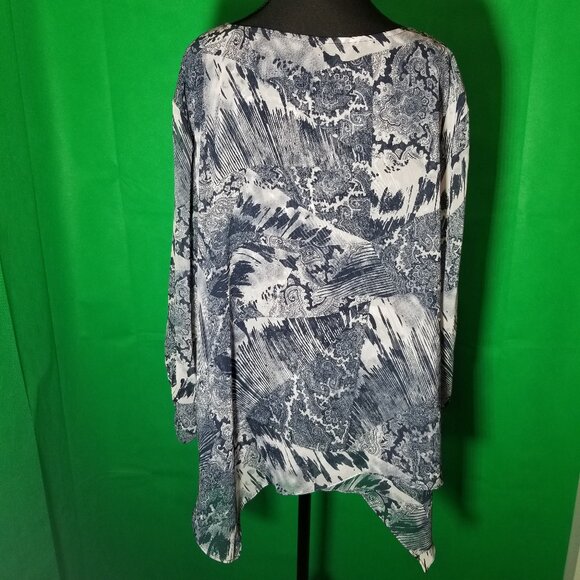 Style & Co XXL Long Sleeve Chiffon Tunic Blouse Silver Studs Holiday Party Boho - Picture 3 of 8